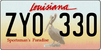 LA license plate ZYO330