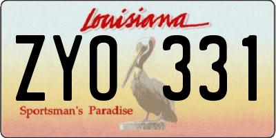 LA license plate ZYO331