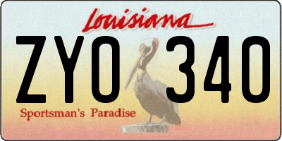 LA license plate ZYO340
