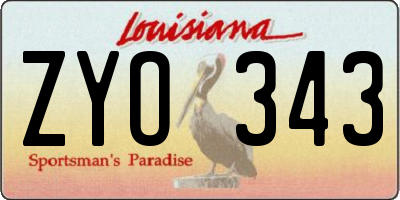 LA license plate ZYO343