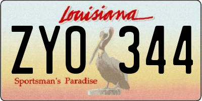 LA license plate ZYO344
