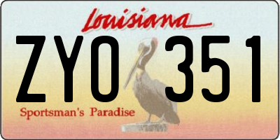 LA license plate ZYO351