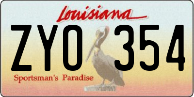 LA license plate ZYO354