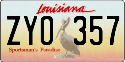 LA license plate ZYO357