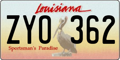LA license plate ZYO362