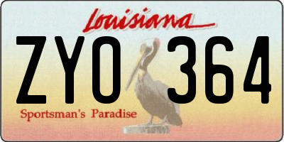 LA license plate ZYO364