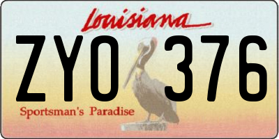 LA license plate ZYO376