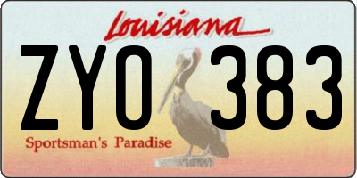 LA license plate ZYO383