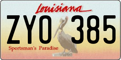 LA license plate ZYO385