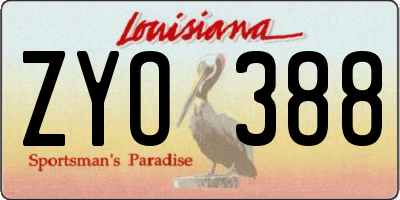 LA license plate ZYO388