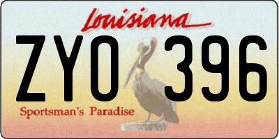LA license plate ZYO396