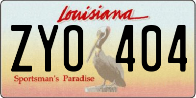 LA license plate ZYO404