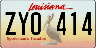 LA license plate ZYO414