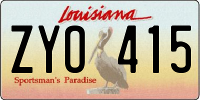 LA license plate ZYO415