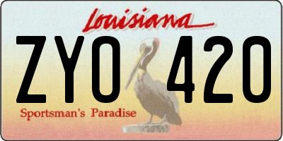 LA license plate ZYO420