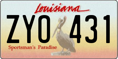 LA license plate ZYO431