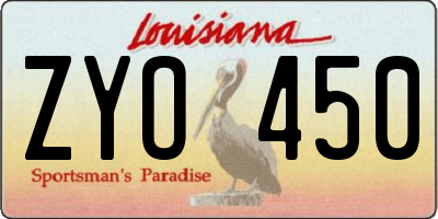 LA license plate ZYO450