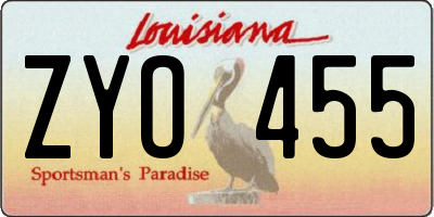 LA license plate ZYO455