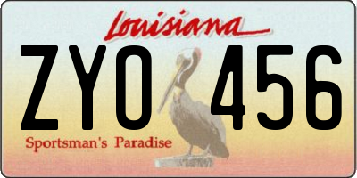LA license plate ZYO456