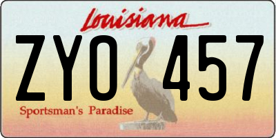 LA license plate ZYO457