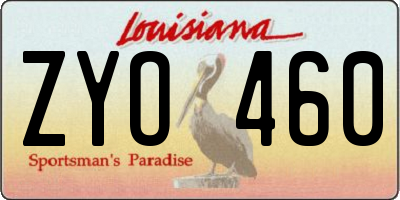 LA license plate ZYO460