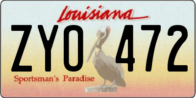 LA license plate ZYO472