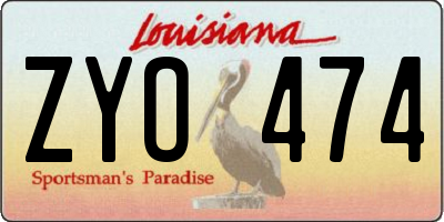 LA license plate ZYO474