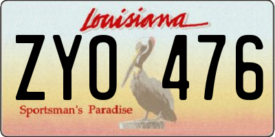LA license plate ZYO476
