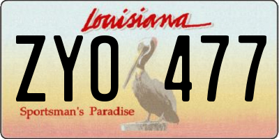LA license plate ZYO477