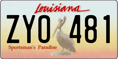 LA license plate ZYO481
