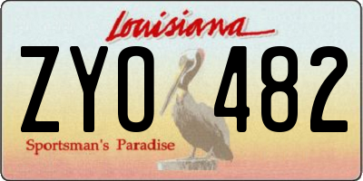 LA license plate ZYO482