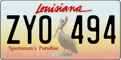 LA license plate ZYO494