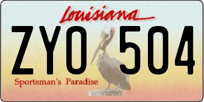 LA license plate ZYO504