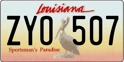 LA license plate ZYO507