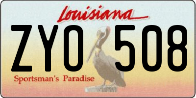 LA license plate ZYO508