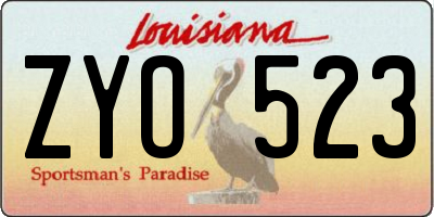 LA license plate ZYO523
