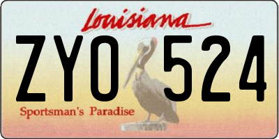 LA license plate ZYO524