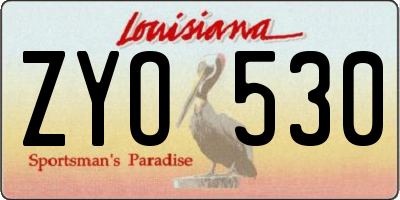 LA license plate ZYO530