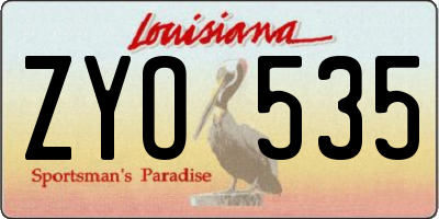 LA license plate ZYO535