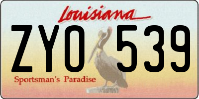 LA license plate ZYO539