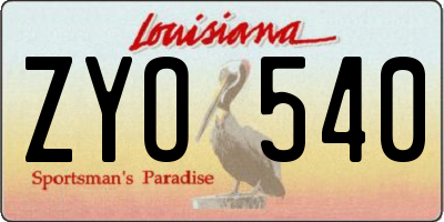 LA license plate ZYO540
