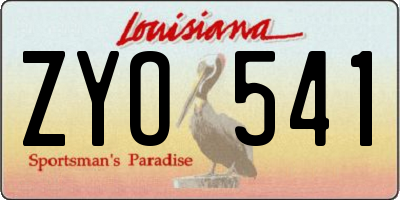 LA license plate ZYO541