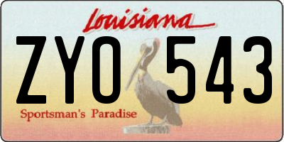 LA license plate ZYO543