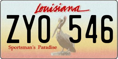 LA license plate ZYO546