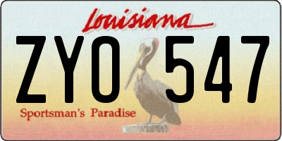 LA license plate ZYO547