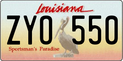 LA license plate ZYO550