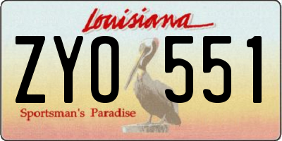 LA license plate ZYO551