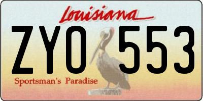 LA license plate ZYO553