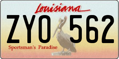 LA license plate ZYO562