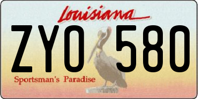 LA license plate ZYO580